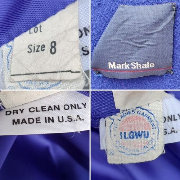 Vintage 80s Preppy Acadamia Royal Blue Virgin Wool Double Breasted Trench Coat 8 - Picture 5 of 6